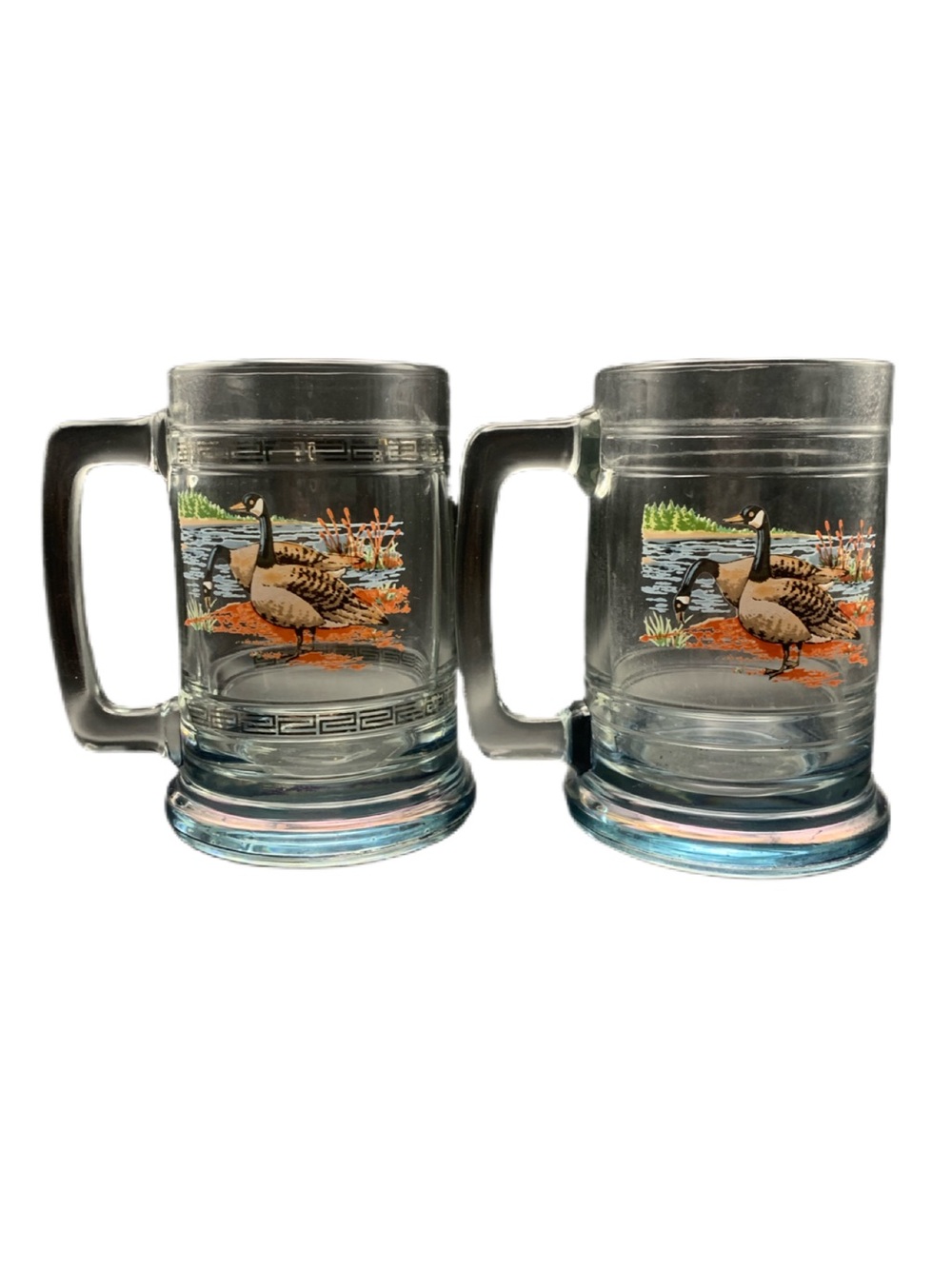 Vintage Princess House Canadian Geese Goose D Handle Mug Beer Lot of 2 Heavy